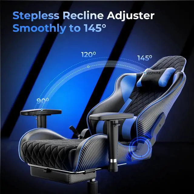 Alt view image 5 of 7 - Seenda GCPro-10 Gaming Chair, Big and Tall Video Game Chair with Footrest, High Back Ergonomic Computer Desk Chair Height Adjustable with Headrest and Lumbar Support
