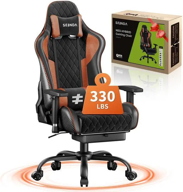 Main image of Seenda GCPro-10 Gaming Chair, Big and Tall Video Game Chair with Footrest, High Back Ergonomic Computer Desk Chair Height Adjustable with Headrest and Lumbar Support Brown