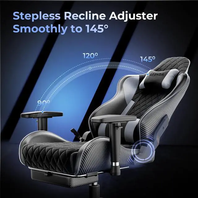 Alt view image 4 of 7 - Seenda GCPro-10 Gaming Chair, Big and Tall Video Game Chair with Footrest, High Back Ergonomic Computer Desk Chair Height Adjustable with Headrest and Lumbar Support Darkgray