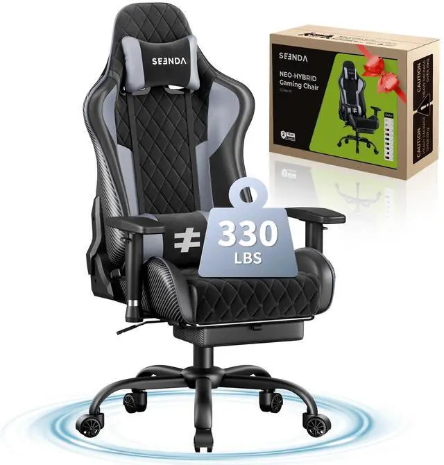Main image of Seenda GCPro-10 Gaming Chair, Big and Tall Video Game Chair with Footrest, High Back Ergonomic Computer Desk Chair Height Adjustable with Headrest and Lumbar Support Darkgray