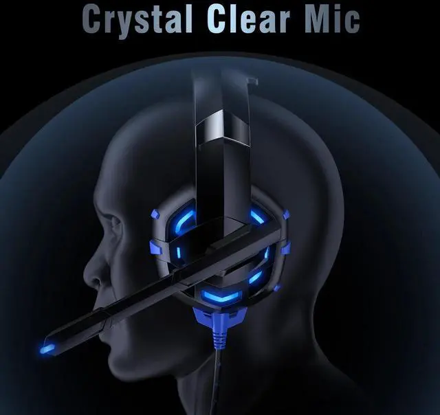 Alt view image 7 of 7 - RUNMUS K2 Gaming Headset with 7.1 Surround Sound Stereo, Noise Canceling PS4 Headset with Mic & LED Light, Compatible with PC, PS5, Xbox One Controller, Nintendo Switch