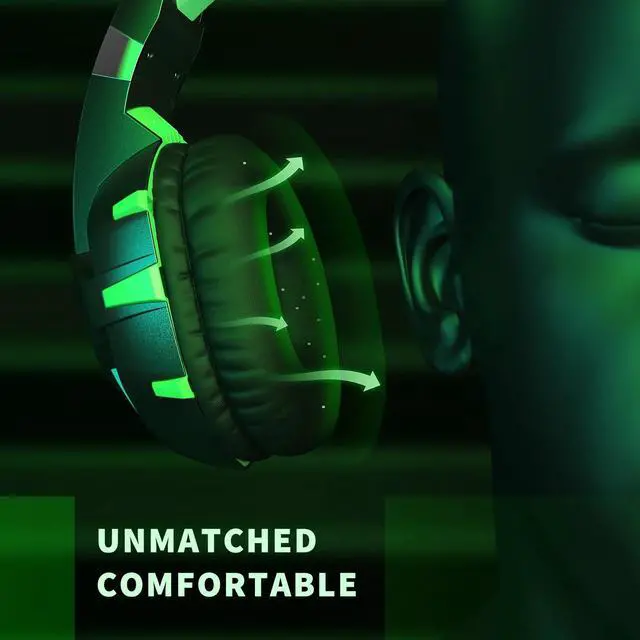 Alt view image 4 of 7 - RUNMUS K2 Gaming Headset, Gaming Headphone with 7.1 Surround Sound Stereo, Xbox One Headset with Noise Canceling Mic & LED Light, Compatible with PC, PS4, PS5, Nintendo Switch