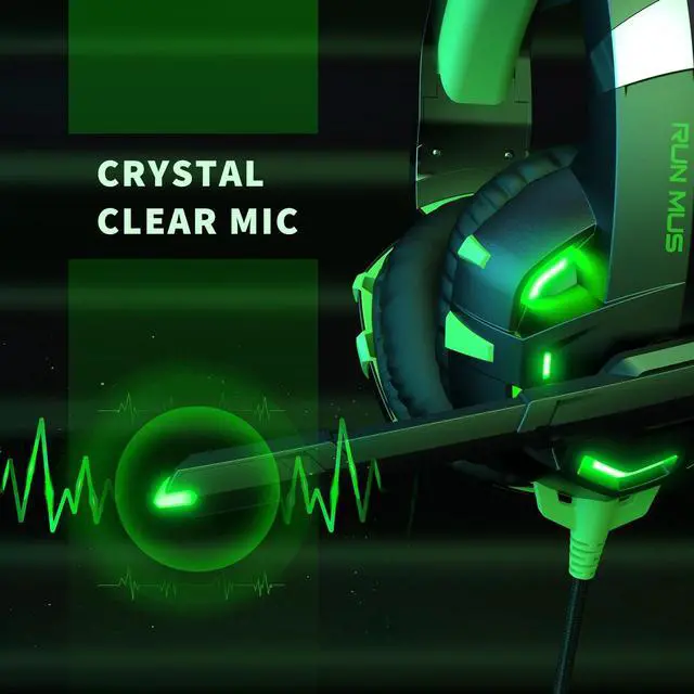 Alt view image 5 of 7 - RUNMUS K2 Gaming Headset, Gaming Headphone with 7.1 Surround Sound Stereo, Xbox One Headset with Noise Canceling Mic & LED Light, Compatible with PC, PS4, PS5, Nintendo Switch