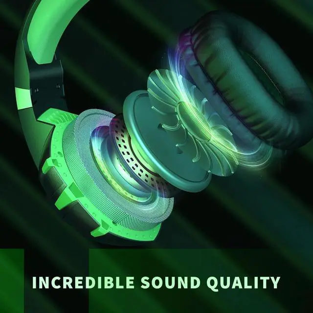 Alt view image 2 of 7 - RUNMUS K2 Gaming Headset, Gaming Headphone with 7.1 Surround Sound Stereo, Xbox One Headset with Noise Canceling Mic & LED Light, Compatible with PC, PS4, PS5, Nintendo Switch