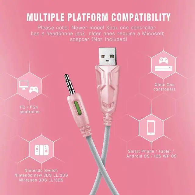 Alt view image 5 of 6 - RUNMUS Gaming Headset with Noise Canceling Mic & LED Light, Xbox Headset with Bass Surround Sound, Compatible with PS4 PS5 Xbox One PC MAC Laptop