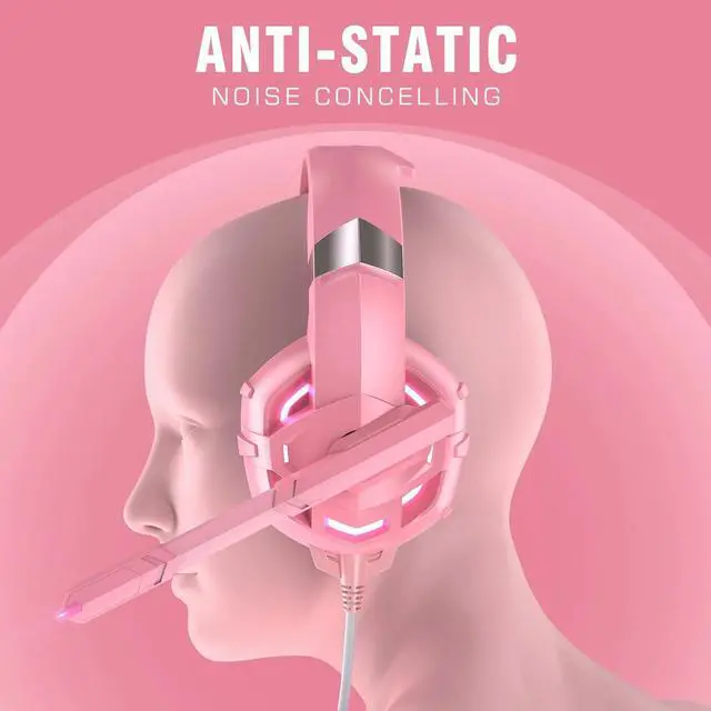 Alt view image 2 of 6 - RUNMUS Gaming Headset with Noise Canceling Mic & LED Light, Xbox Headset with Bass Surround Sound, Compatible with PS4 PS5 Xbox One PC MAC Laptop