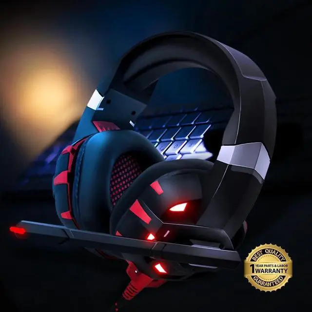 Alt view image 4 of 7 - RUNMUS Gaming Headset, Stereo PC Gaming Headphones with Noise Canceling Mic & LED Light, Compatible with PS4, PS5, Xbox One Controller, Nintendo Switch