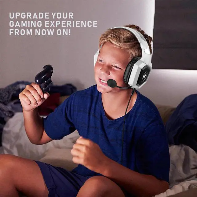 Alt view image 6 of 6 - RUNMUS Gaming Headset for PS4, PS5, Xbox One, PC Headset w/Surround Sound, Noise Canceling Over Ear Gaming Headphones with Mic & LED Light