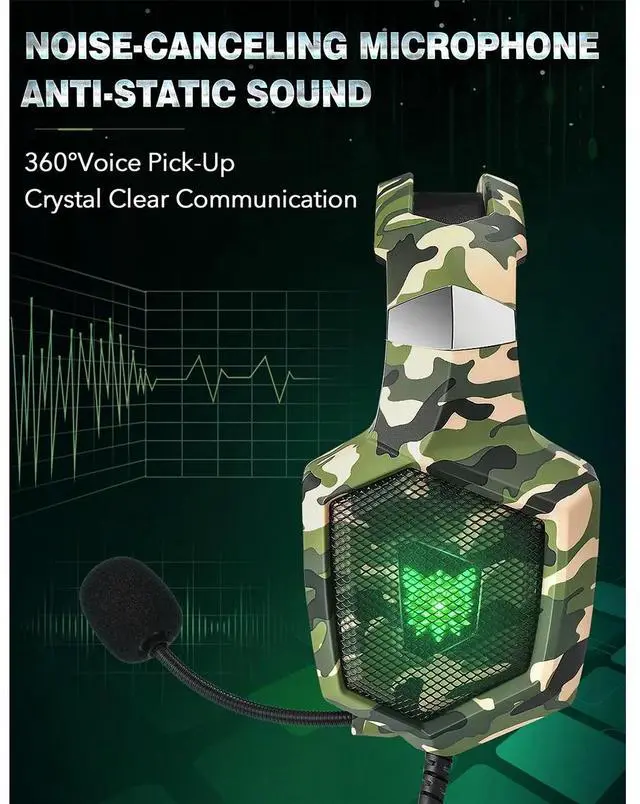 Alt view image 3 of 7 - RUNMUS Gaming Headset for PS4, Xbox One, PC Headset w/Surround Sound, Noise Canceling Mic & LED Light, Compatible with PS5, PS4, Xbox One, Sega Dreamcast, PC, PS2