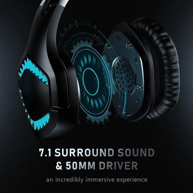 Alt view image 6 of 7 - RUNMUS Gaming Headset with 7.1 Surround Sound, PS4 Headset with Mic & LED Light, Noise Canceling Xbox One Headset, Compatible with PS4, PS5, Xbox One, PC Laptop, Mac