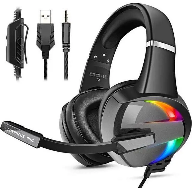 Main image of Beexcellent Gaming Headsets for PS5, PS4, Xbox One, Gaming Headphones with Noise Canceling Microphone Surround Sound & LED RGB Light for PS5 Xbox PC Laptop Mac Nintendo Switch