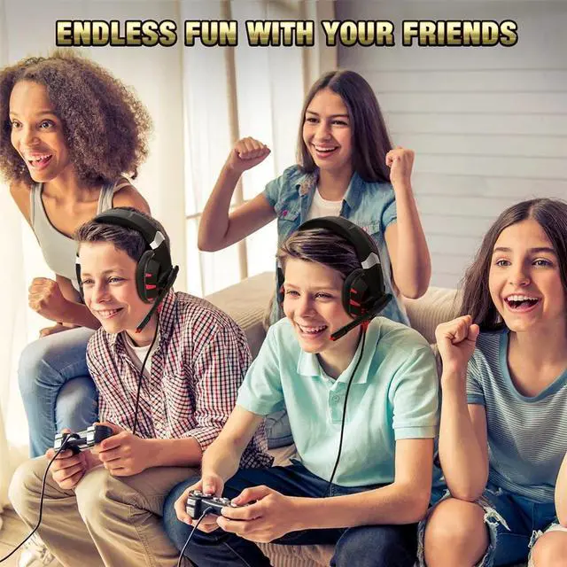 Alt view image 5 of 7 - RUNMUS Gaming Headset, Stereo PC Gaming Headphones with Noise Canceling Mic & LED Light, Compatible with PS4, PS5, Xbox One Controller, Nintendo Switch