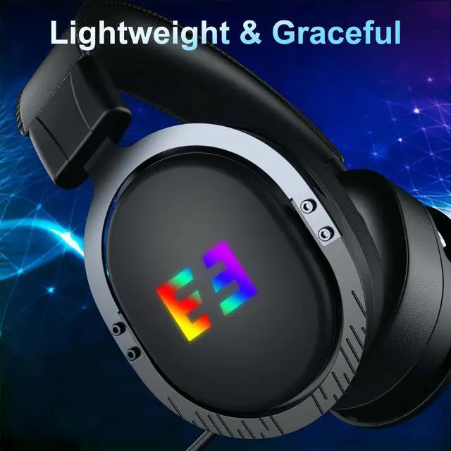 Alt view image 6 of 7 - Seenda Wireless Gaming Headset for PS4 PC Xbox One PS5 Controller, Noise Cancelling Over Ear Headphones with Mic, LED Light, Bass Surround