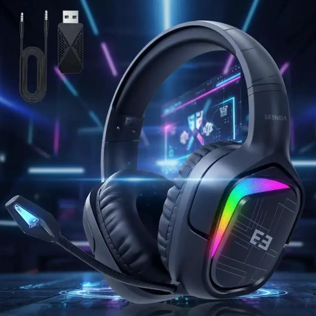 Main image of Seenda Wireless Gaming Headset, PS4 Headset with Stereo Sound for PC PS4 PS5 Xbox One Mac Switch Laptop