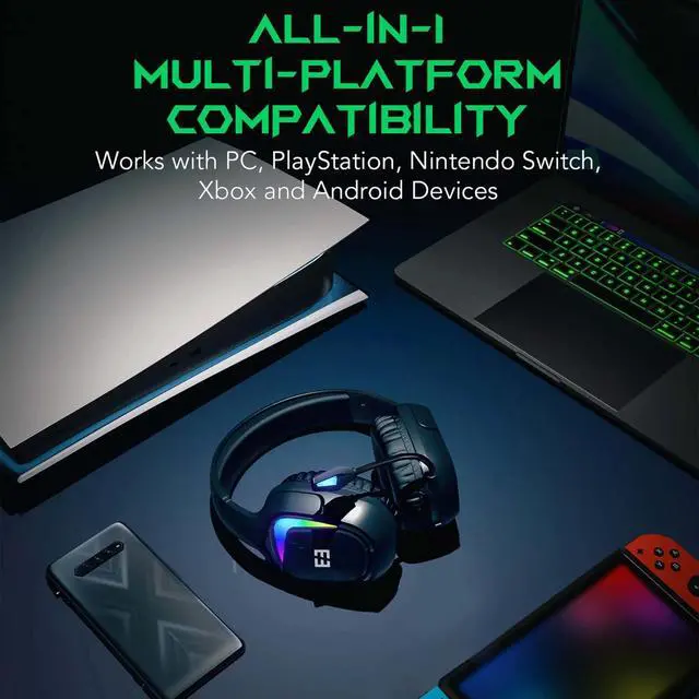 Alt view image 3 of 7 - Seenda Wireless Gaming Headset, PS4 Headset with Stereo Sound for PC PS4 PS5 Xbox One Mac Switch Laptop