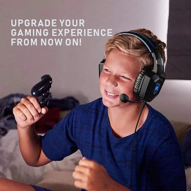 Alt view image 5 of 6 - RUNMUS K8 Gaming Headset for Xbox One, PS4 Headset with Surround Sound, Over Ear Headphones with Noise Canceling Mic & RGB Light, Compatible with Nintendo Switch Mac