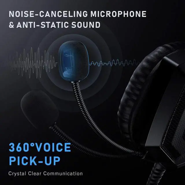 Alt view image 4 of 6 - RUNMUS K8 Gaming Headset for Xbox One, PS4 Headset with Surround Sound, Over Ear Headphones with Noise Canceling Mic & RGB Light, Compatible with Nintendo Switch Mac