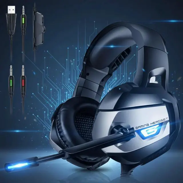Main image of RUNMUS Gaming Headset PS4 Headset, Xbox Headset with 7.1 Surround Sound, Gaming Headphones Noise Cancelling Flexible Mic RGB Light Memory Earmuffs for PC, PS5, PS4, Xbox Series X/S, Switch