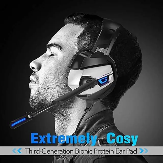 Alt view image 4 of 7 - RUNMUS Gaming Headset PS4 Headset, Xbox Headset with 7.1 Surround Sound, Gaming Headphones Noise Cancelling Flexible Mic RGB Light Memory Earmuffs for PC, PS5, PS4, Xbox Series X/S, Switch