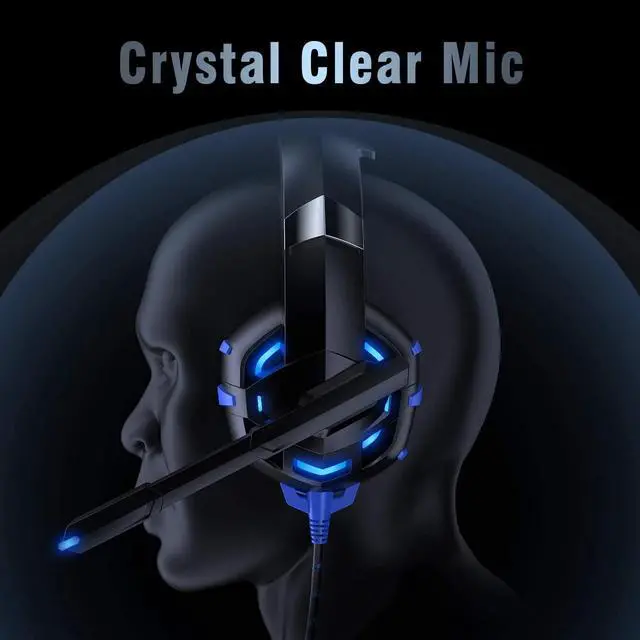 Alt view image 6 of 7 - RUNMUS Stereo Gaming Headset Xbox One, Gaming Headset with Noise Canceling Mic & LED Light for PC, PS4, Xbox One Controller