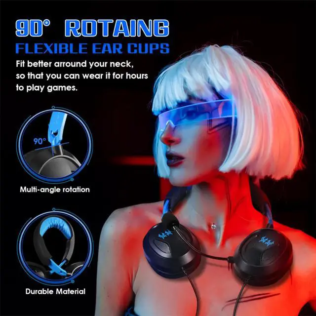 Alt view image 2 of 7 - RUNMUS Gaming Headset with 7.1 Surround Sound, Noise Canceling Mic for PS4, PS5, Xbox One, PC, Laptop, Mac