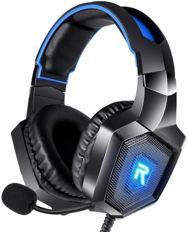 Main image of RUNMUS Gaming Headset, Noise Canceling Over Ear Gaming Headphones with Mic & LED Light, Compatible with PS5, PS4, Xbox One, Sega Dreamcast, PC, PS2