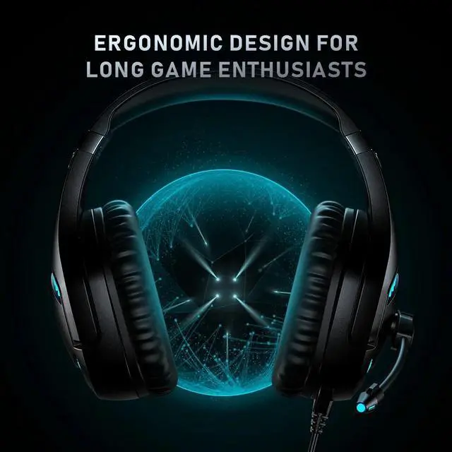 Alt view image 7 of 7 - RUNMUS PS4 Headset, Gaming Headset with Stereo Sound, Noise Canceling Mic & LED Light for PC PS4 PS5 Xbox One Mac Switch Laptop