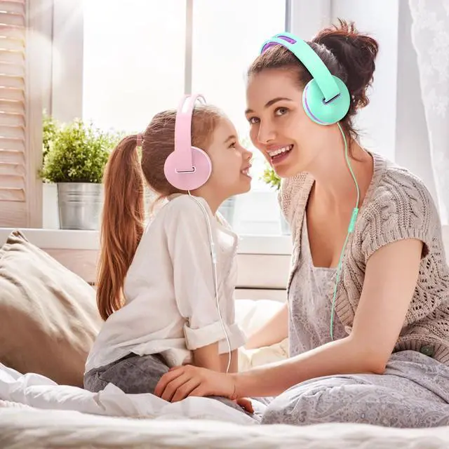 Alt view image 3 of 7 - Kids Headphones for School, Seenda Lightweight Foldable On-Ear Headphones with Microphone