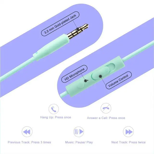 Alt view image 6 of 7 - Kids Headphones for School, Seenda Lightweight Foldable On-Ear Headphones with Microphone