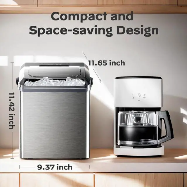 Alt view image 4 of 7 - Ice Makers Countertop,Ice Maker Machine 6 Mins 9 Bullet Ice, 26 Lbs/24 Hrs, Nugget Ice Maker with Self Cleaning Function, Ice Maker for Home Kitchen Party, Silver