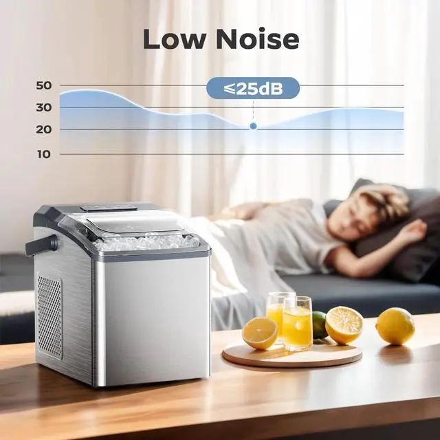 Alt view image 3 of 7 - Ice Makers Countertop,Ice Maker Machine 6 Mins 9 Bullet Ice, 26 Lbs/24 Hrs, Nugget Ice Maker with Self Cleaning Function, Ice Maker for Home Kitchen Party, Silver