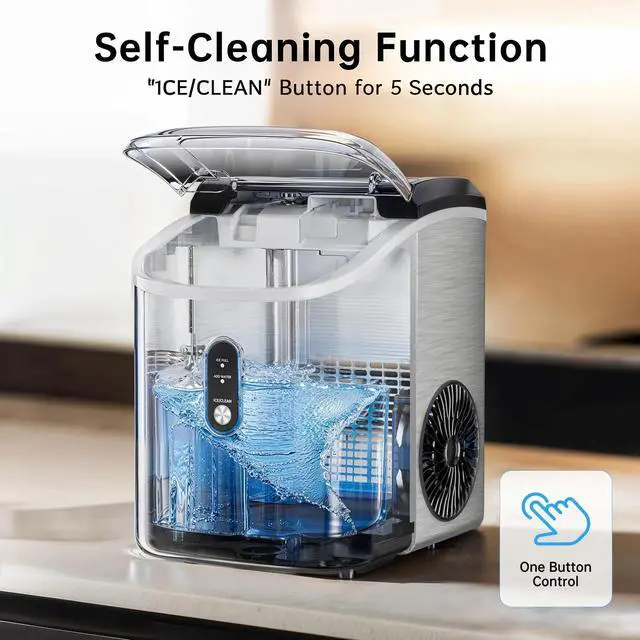 Alt view image 4 of 7 - Philergo Nugget Ice Maker Countertop, 35lbs/24H with Self-Cleaning Function Pellet Ice Maker for Home, Kitchen, Office, Stainless Steel