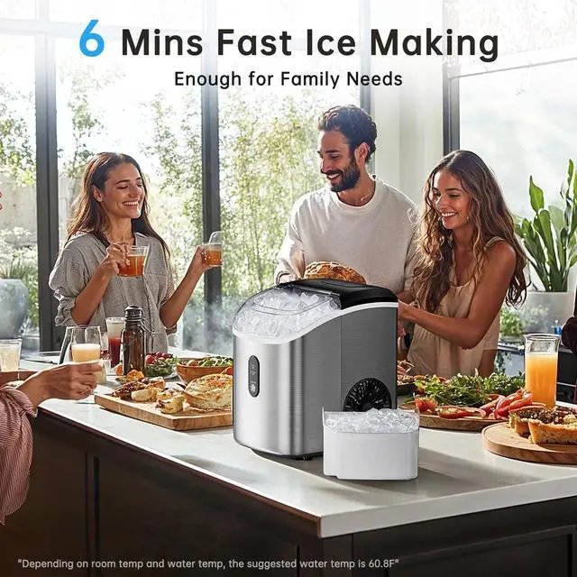 Alt view image 6 of 7 - Philergo Nugget Ice Maker Countertop, 35lbs/24H with Self-Cleaning Function Pellet Ice Maker for Home, Kitchen, Office, Stainless Steel