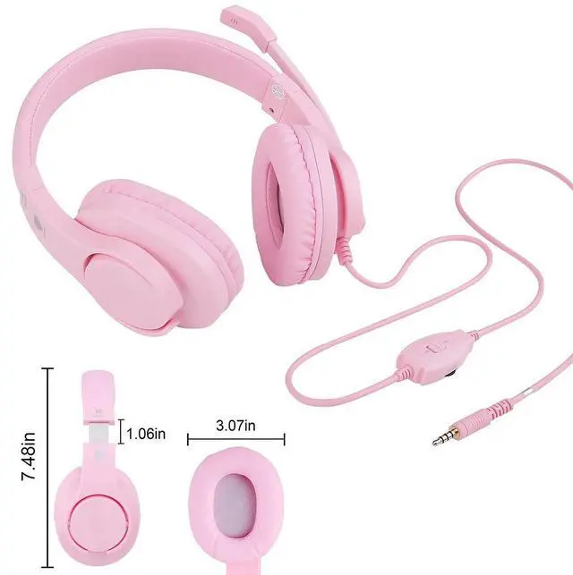 Main image of Kids Headphones with Microphone,85/94dB Safe Volume, 3.5mm Stereo Over-Ear Gaming Headset for School Volume Control Compatible with PS4, PS5, New Xbox One