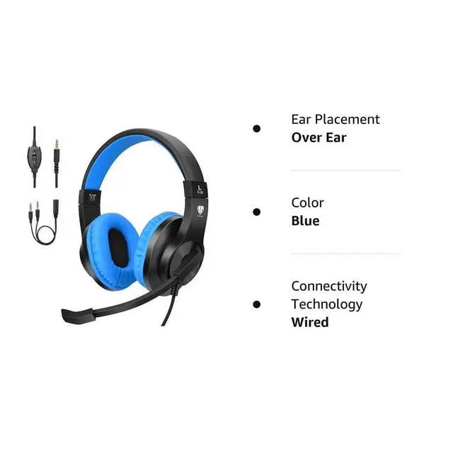 Alt view image 6 of 7 - Kids Headphones with Microphone,85/94dB Safe Volume, 3.5mm Stereo Over-Ear Gaming Headset for School Volume Control Compatible with PS4, PS5, New Xbox One