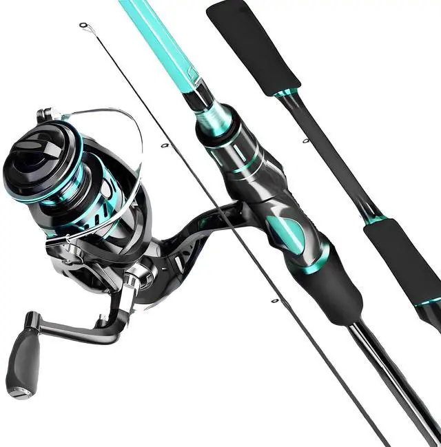Alt view image 2 of 7 - BlueFire 2-Piece Baitcasting Fishing Rod & Reel Combo, 6.8-Foot Carbon Fiber