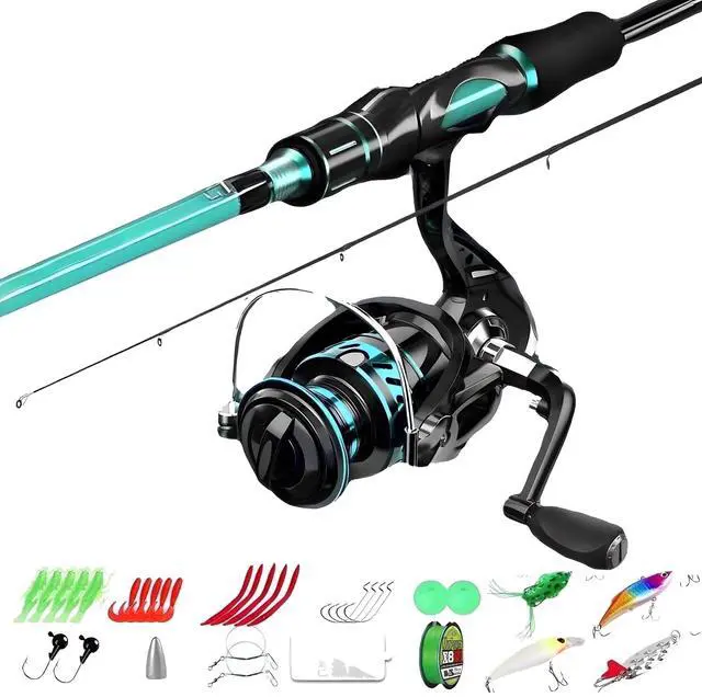 Alt view image 4 of 7 - BlueFire 2-Piece Baitcasting Fishing Rod & Reel Combo, 6.8-Foot Carbon Fiber