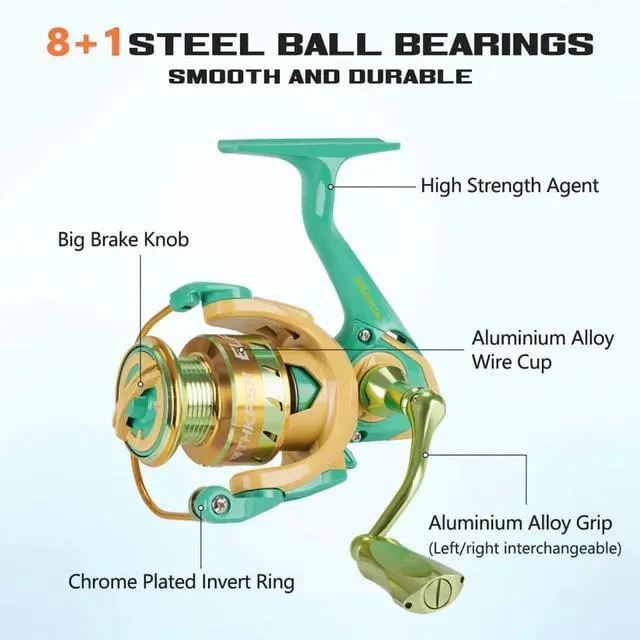 Alt view image 2 of 7 - Bluefire Spinning Fishing Rod and Reel Combo, Fishing Pole Kit with Rubber Cork Handle,Stainless Steel Guides and Ceramic Rings