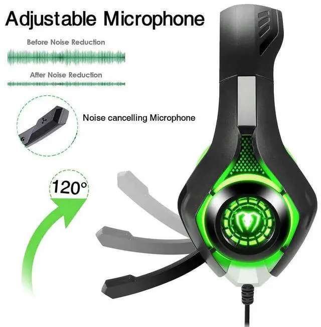 Alt view image 4 of 7 - BlueFire Gaming Headsets for PS5, PS4, Xbox One, Headphones Gaming with Noise Canceling Microphone Surround Sound & LED RGB Light for PC Laptop, Switch, MAC