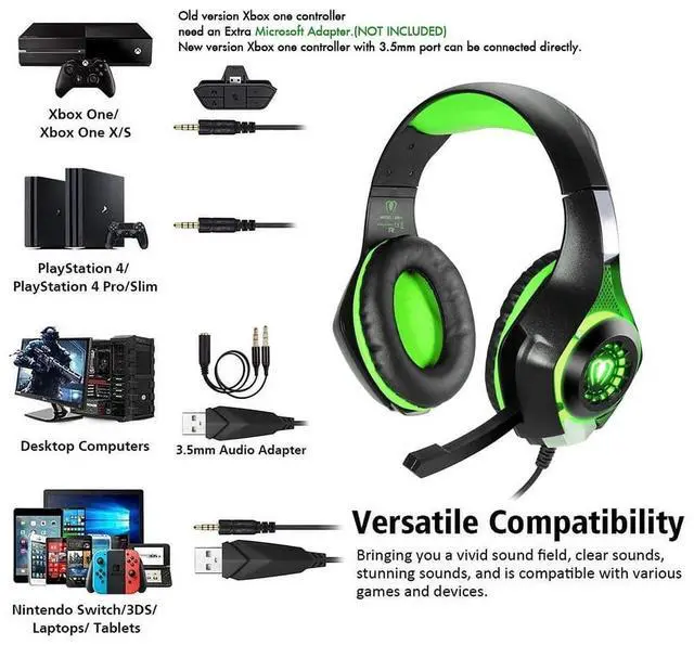 Alt view image 3 of 7 - BlueFire Gaming Headsets for PS5, PS4, Xbox One, Headphones Gaming with Noise Canceling Microphone Surround Sound & LED RGB Light for PC Laptop, Switch, MAC