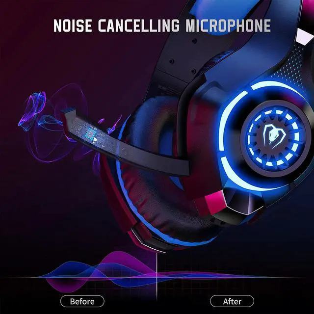 Alt view image 7 of 7 - BlueFire Over-Ear Gaming Headset with Mic, Blue
