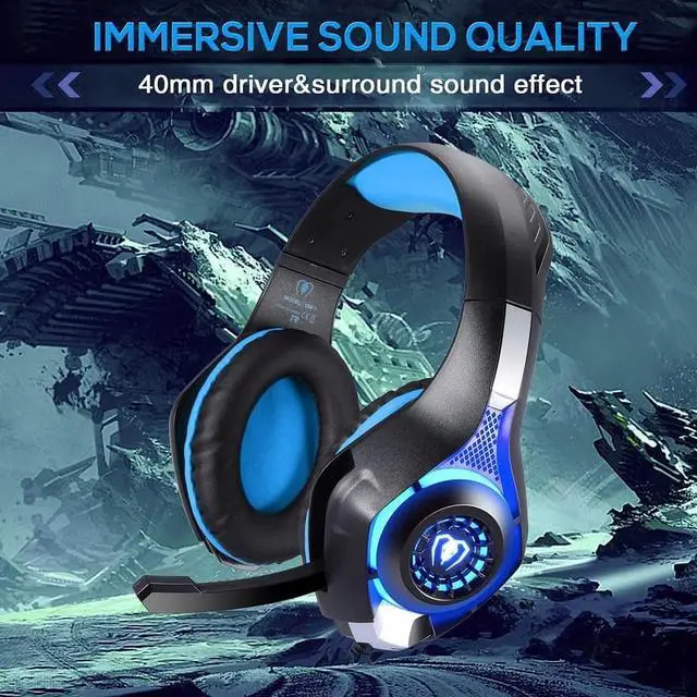 Alt view image 6 of 7 - BlueFire Over-Ear Gaming Headset with Mic, Blue