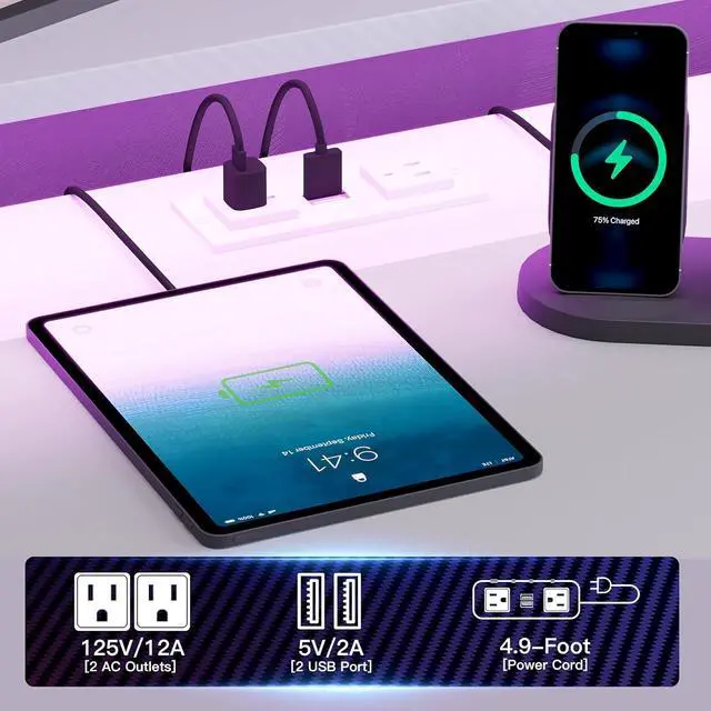 Alt view image 6 of 7 - SEDETA 79" Gaming Desk, Computer Desk with 2 Fabric Drawers & LED Light, White Small Desk with Storage for Home Office, Carbon Fiber White