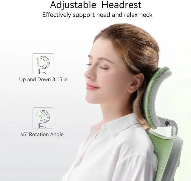 Alt view image 4 of 7 - SIHOO Ergonomic Office Chair, Mesh Computer Desk Chair with Adjustable Lumbar Support, High Back chair for Big and Tall, White and Green