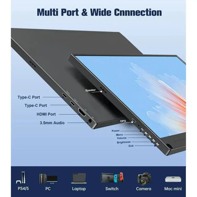 Alt view image 5 of 7 - HOWENS Portable Monitor 15.6 inch, UHD 3840*2160 IPS Laptop Screen 72%NTSC HDR Portable Display