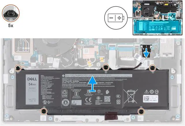 Alt view image 2 of 4 - R73TC 11.4V 54Wh 3-Cell Notebook Battery For DELL Latitude 3340,3440,3450,3540,3550, Latitude 5340,5440,5450,5540,5550,7455,Precision 3480,3490,3580,3590,Inspiron 14 Plus 7441 Series Laptops