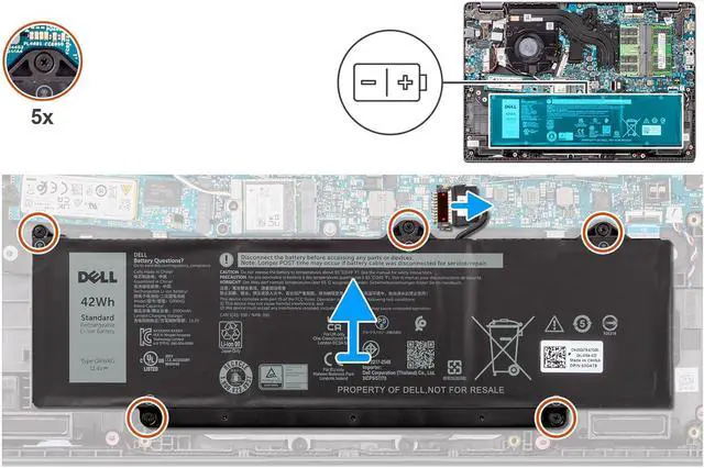 Alt view image 4 of 4 - R73TC 11.4V 54Wh 3-Cell Notebook Battery For DELL Latitude 3340,3440,3450,3540,3550, Latitude 5340,5440,5450,5540,5550,7455,Precision 3480,3490,3580,3590,Inspiron 14 Plus 7441 Series Laptops