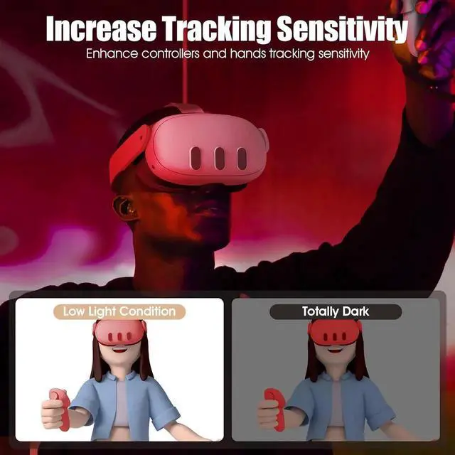 Alt view image 2 of 5 - Ir Illuminator Infrared Light Compatible for Quest 3, Quest, Quest 2, PSVR2, Enhance Hand Tracking Immersive No-Light Disturbance Increase Tracking Sensitivity with Power Adapter - Black