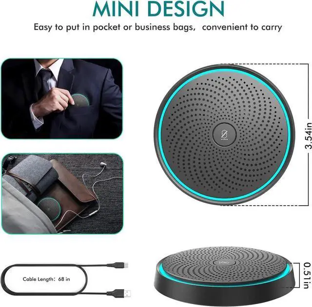 Alt view image 7 of 7 - WISE TIGER USB Conference Microphone for Gaming, Skype, Zoom - 360 Omnidirectional Condenser PC Mic with One-Key Mute, Plug & Play Laptop Desktop Microphone