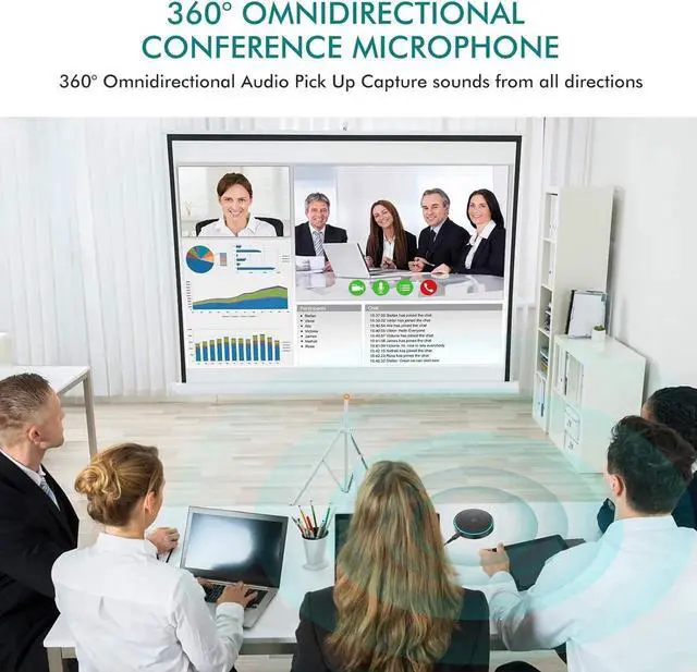 Alt view image 5 of 7 - WISE TIGER USB Conference Microphone for Gaming, Skype, Zoom - 360 Omnidirectional Condenser PC Mic with One-Key Mute, Plug & Play Laptop Desktop Microphone